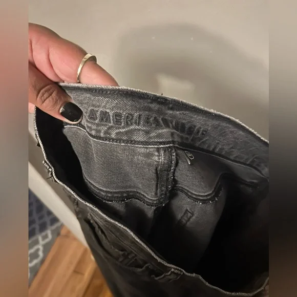 American Eagle Outfitters Skirt - 90’s hi-rise maxi black denim w/slit raw hem - Picture 9 of 11